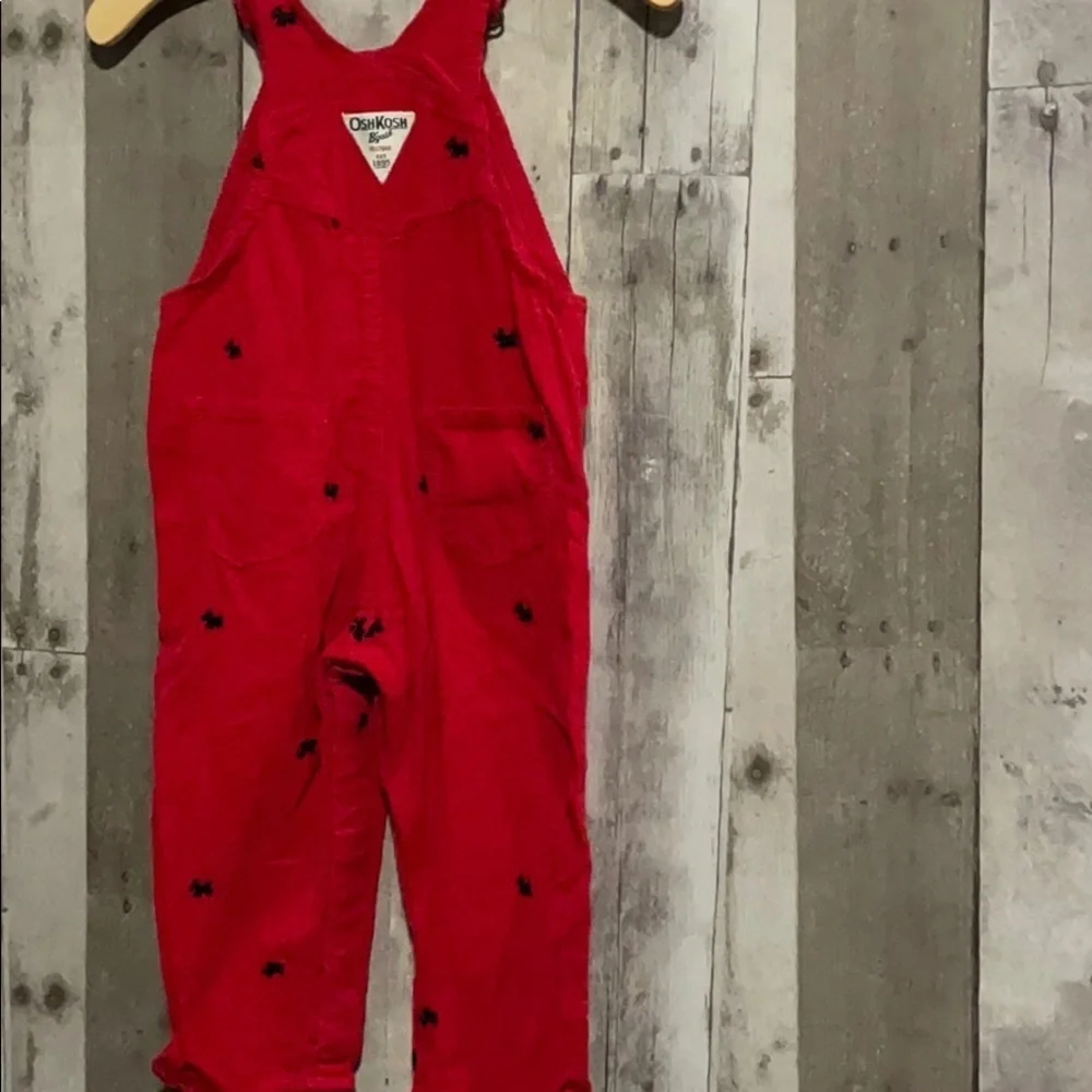 Oshkosh Girls Red Scotty dog corduroy overalls 24m